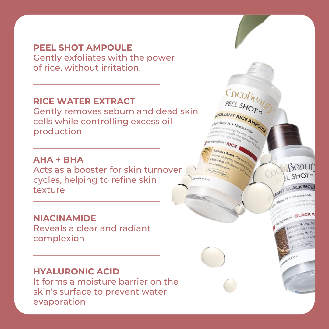 CocoBeauty Peel Shot Glow Rice Ampoule Duo