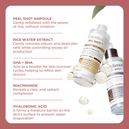 CocoBeauty Peel Shot Glow Rice Ampoule Duo